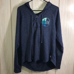 Size L Techstyles Navy Blue Laced Hoodie